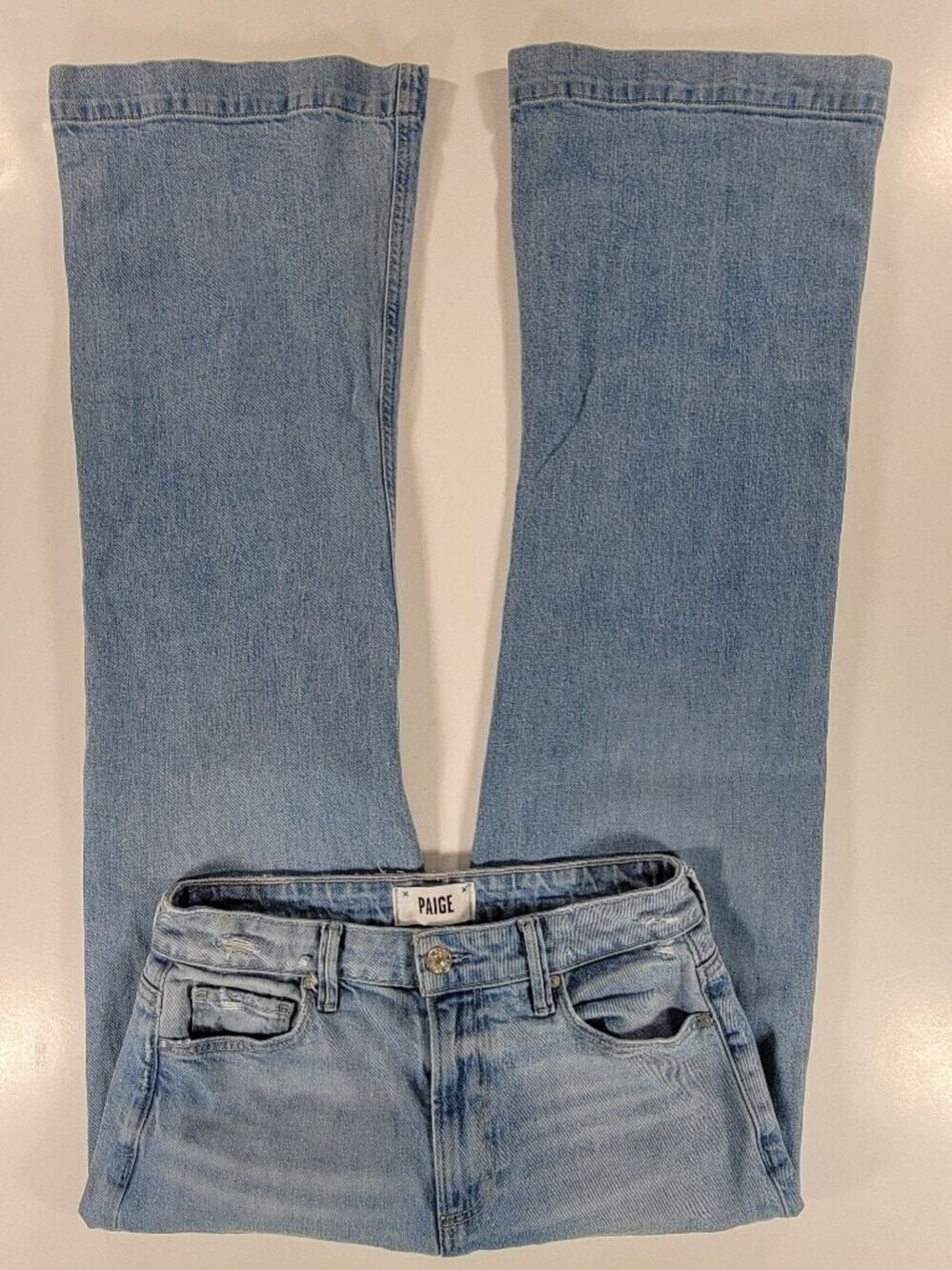 PAIGE Leenah Wide Leg Jeans Light Blue Denim Wash Womens 26x31 Stretch - Picture 5 of 12